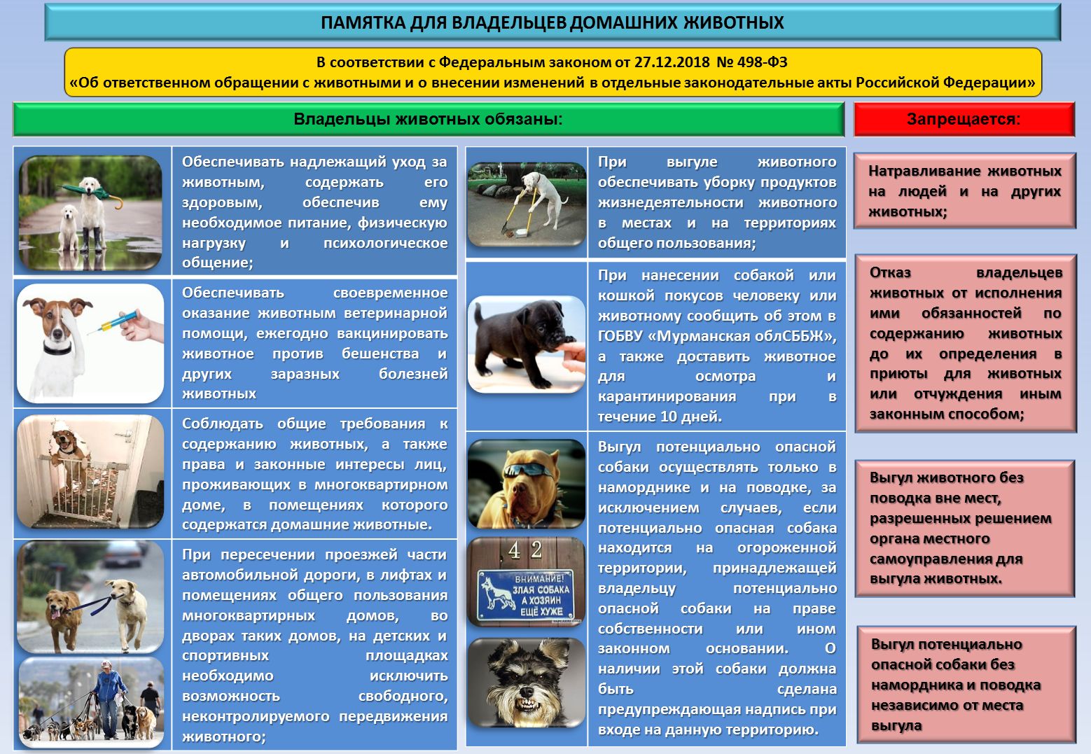 Памятки для владельцев домашних животных